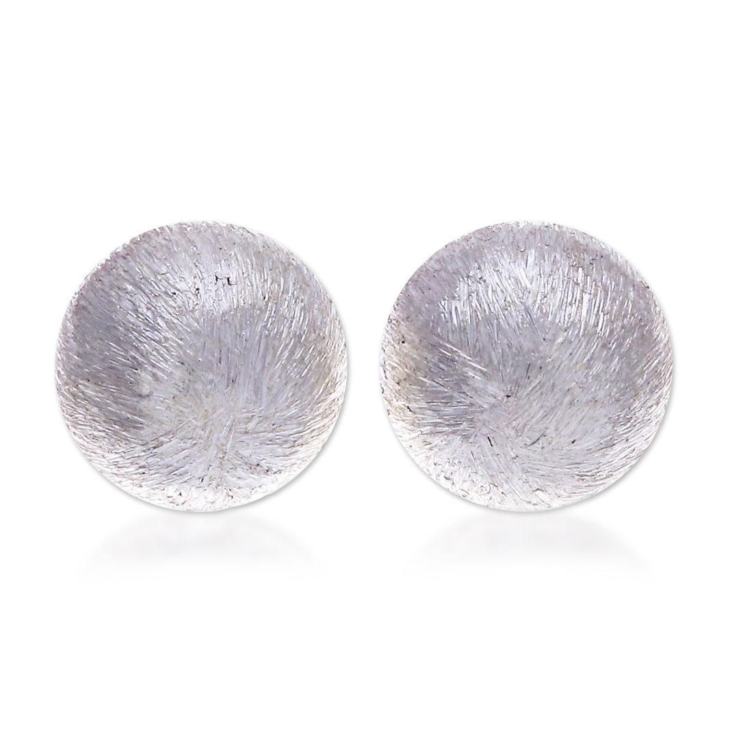 Orb-Shaped Modern Textured Sterling Silver Stud Earrings - Bright Globes