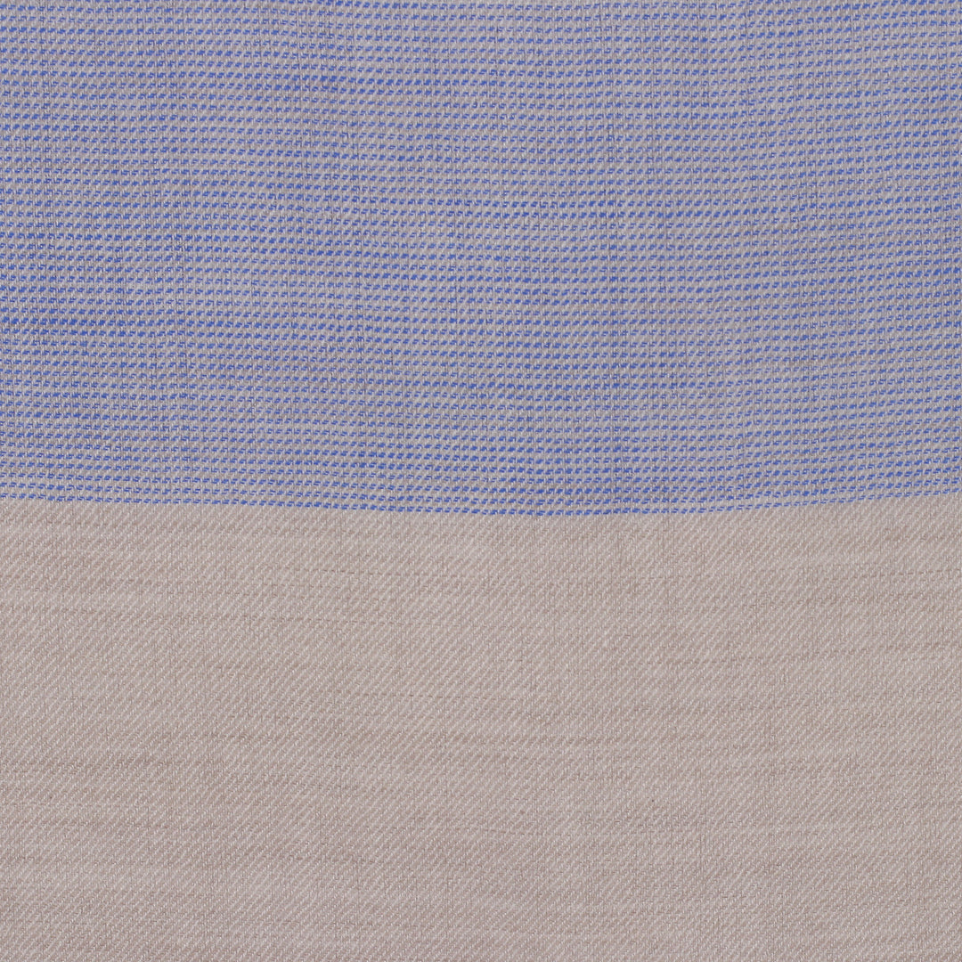 Blue Grey Patterned Unisex Wool and Silk Blend Shawl - Soothing Elegance in Blue