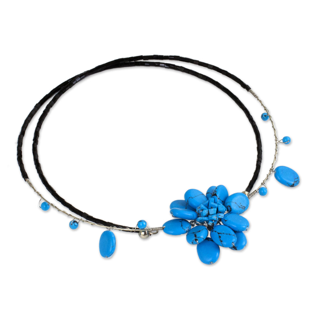 Unique Floral Turquoise Colored Choker - Delicate in Blue