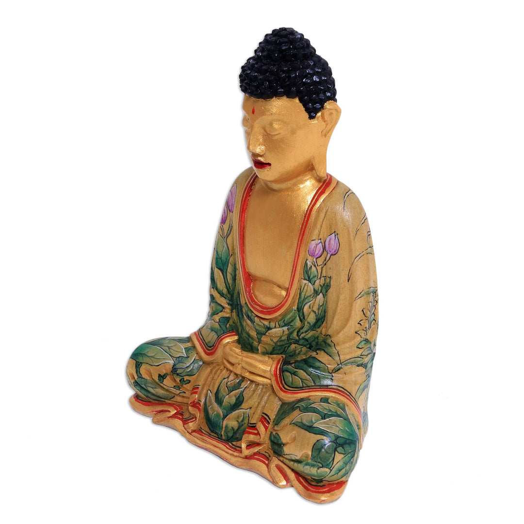 Hand Painted Wood Sculpture - Buddha of Paradise