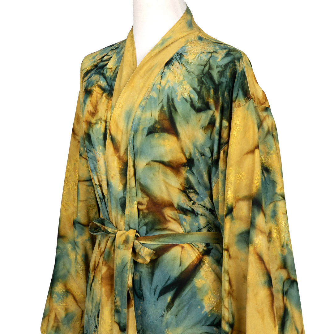 Women's Batik Patterned Robe - Golden Firebirds