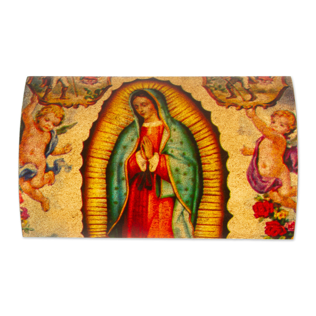 Handmade Catholic Decoupage Wood Chest - Virgin of Guadalupe