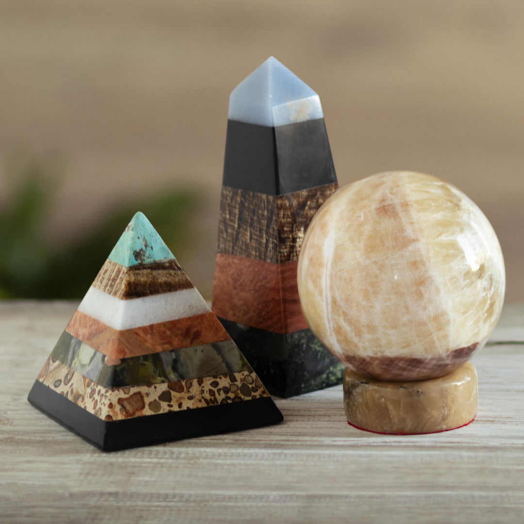 Hand Crafted Geometric Jasper Sphere Sculpture - Inner Peace