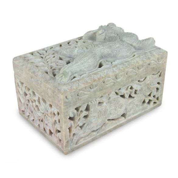 Soapstone jewelry box - Majestic Dragon
