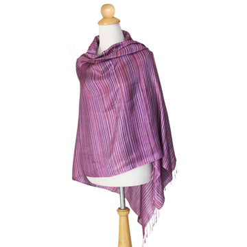Fair Trade Women's Silk Shawl - Hydrangea Melody