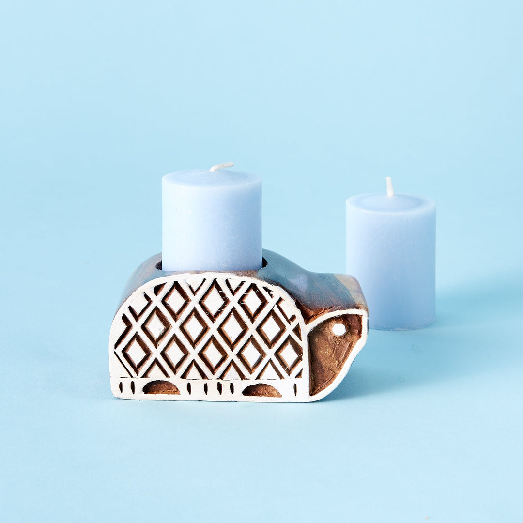 Wood Carved Air Plant Holder/Tea Light Holder - Turtle