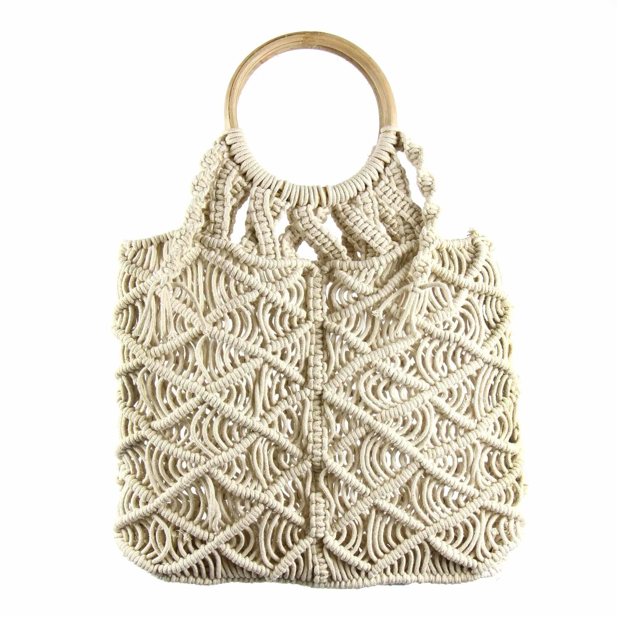 Macrame Bag with Wooden Handle GlobeIn