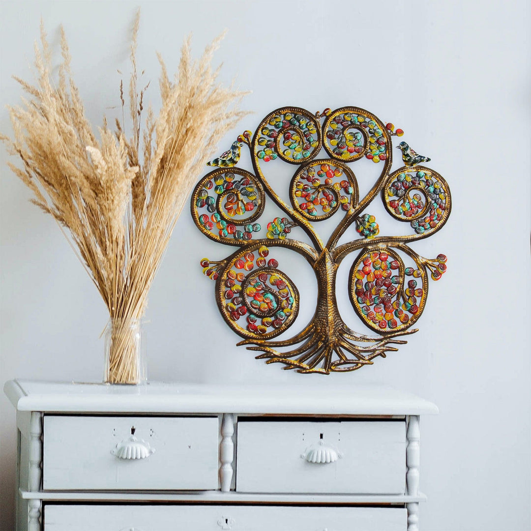 Autumn Spiral Tree of Life Steel Wall Art