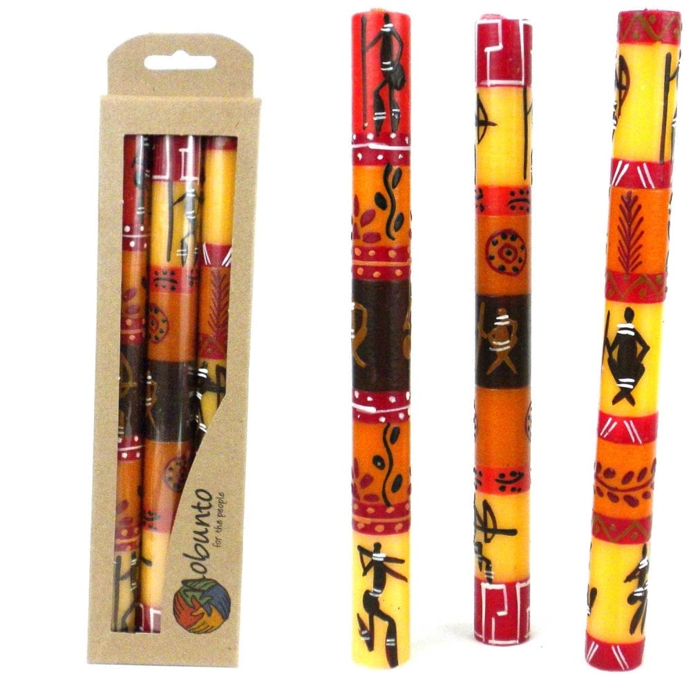 Tall Hand-Painted Candles - Damisi Set of 3