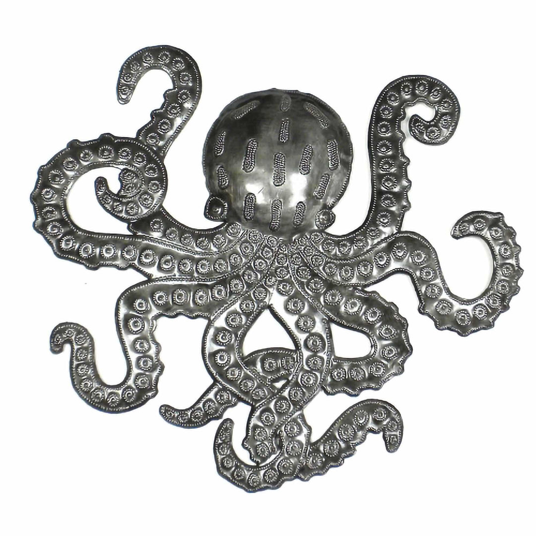 Octopus Nautical Haitian Steel Drum Wall Art 14 x 16 inch
