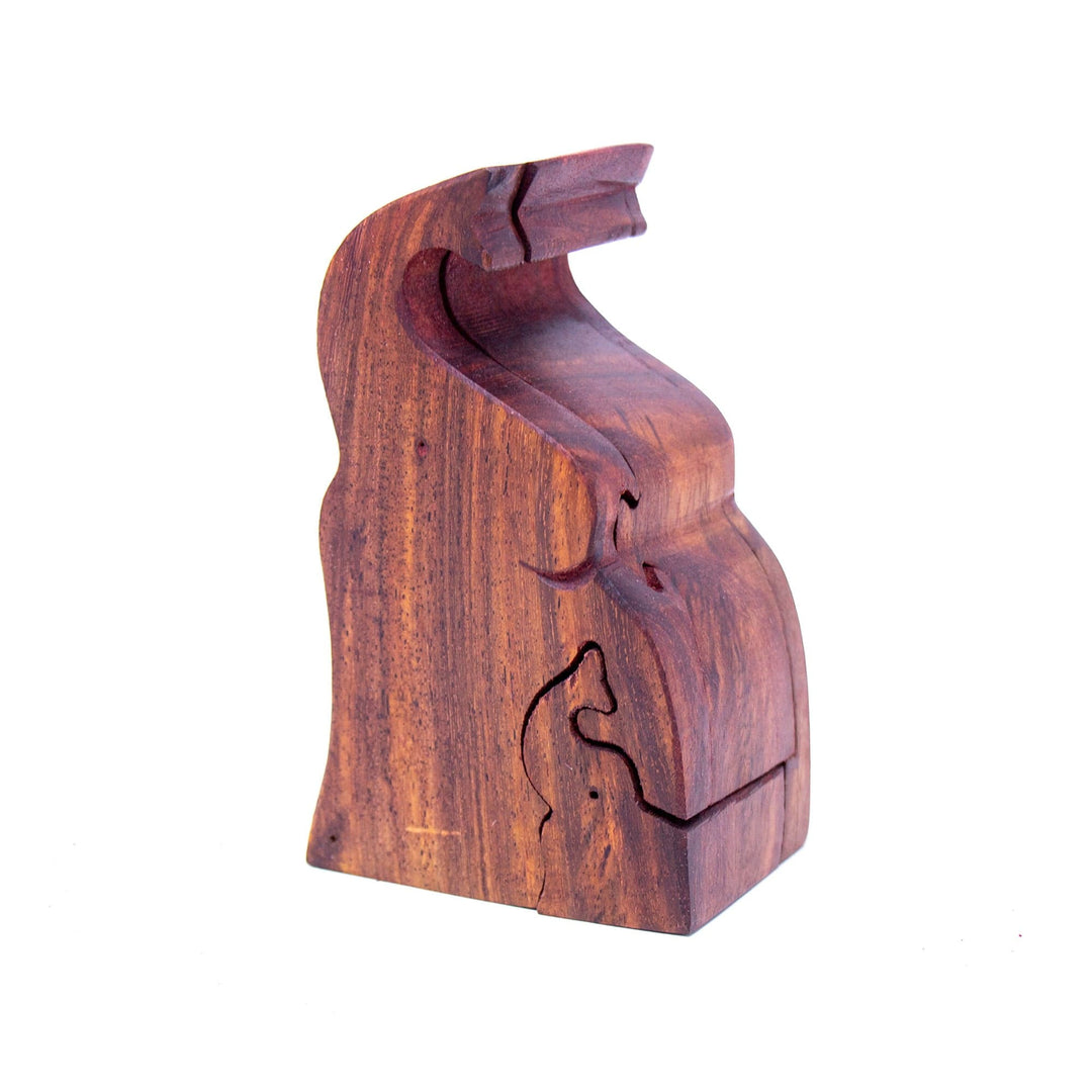 Trunk-up Elephant and Calf Sheesham Wood Puzzle Box