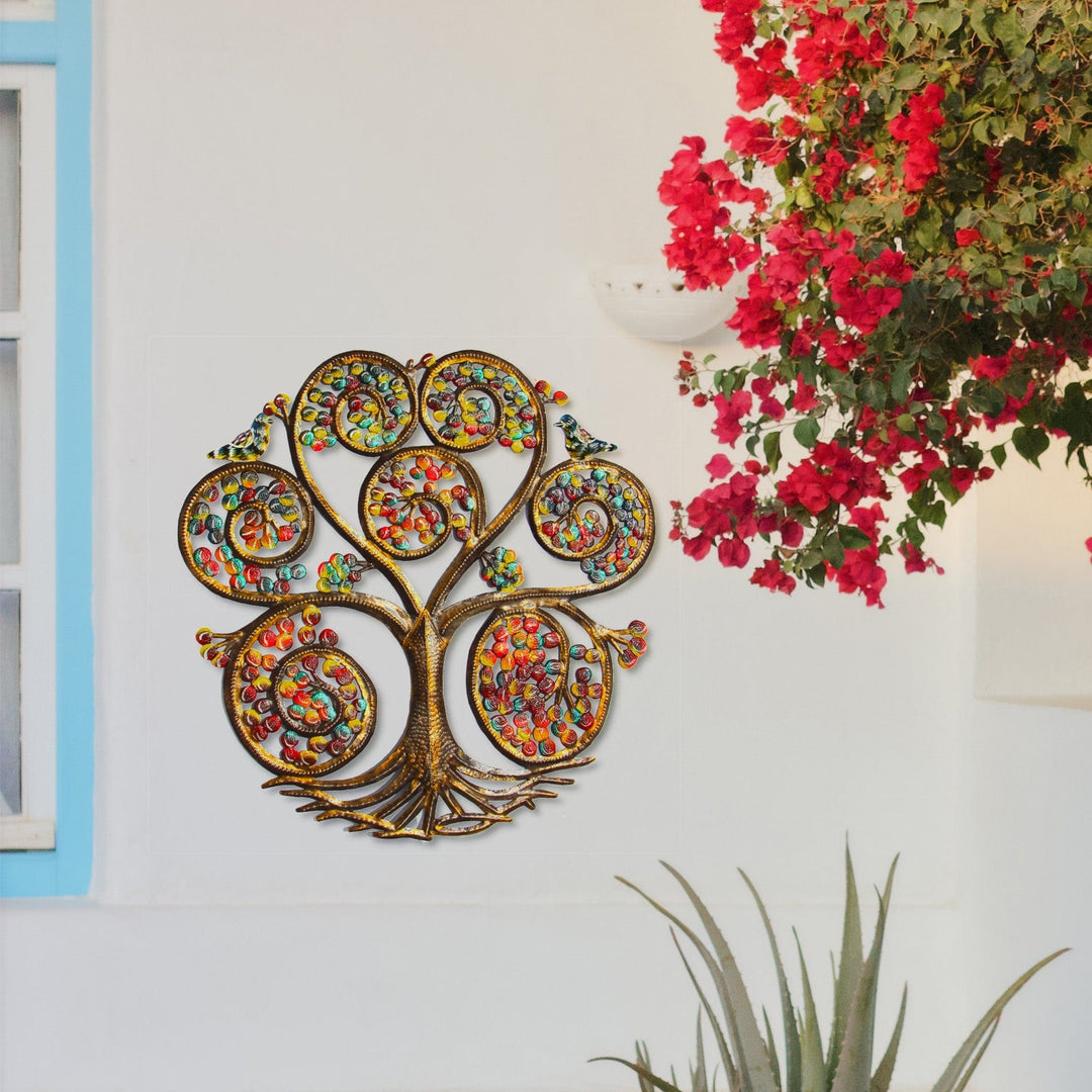 Autumn Spiral Tree of Life Steel Wall Art