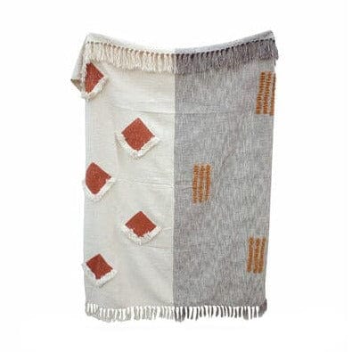 Hand Tufted Cotton Throw with Tassels