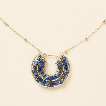 Shamani Semi-Precious Sodalite Necklace - Crescent Pendant
