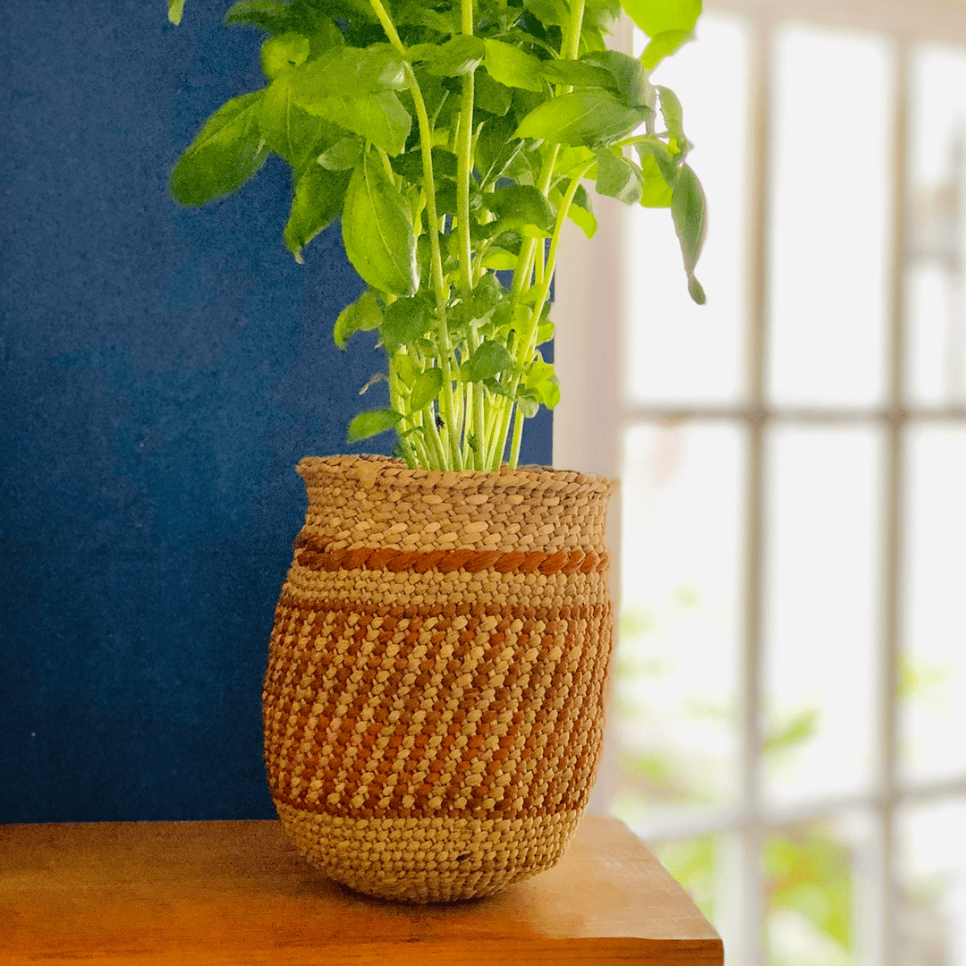 Iringa Traditional Stripe Basket - Auburn Medium