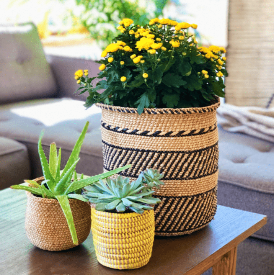 Iringa Traditional Medium Basket - Black Stripe