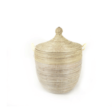 Senegalese Basket - Medium Hamper Natural + White
