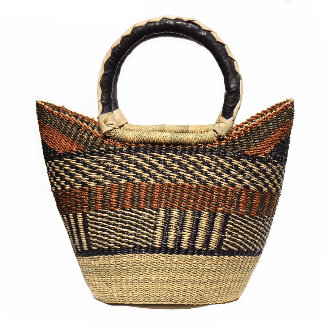 Medium Bolga Tote with Leather Handles - Neutral - Assorted