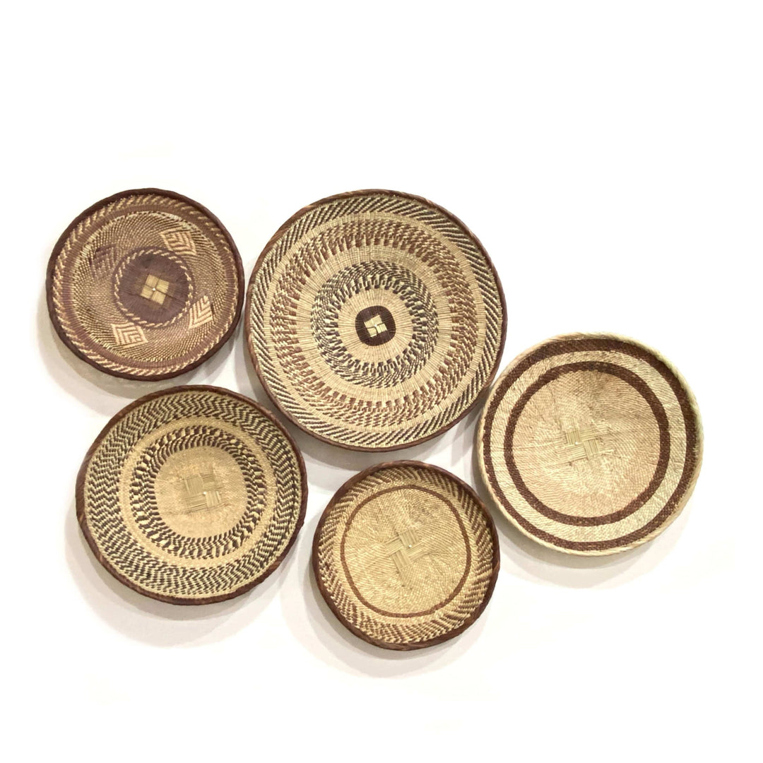 Woven Tonga Basket Wall Art - Assorted Set of 5