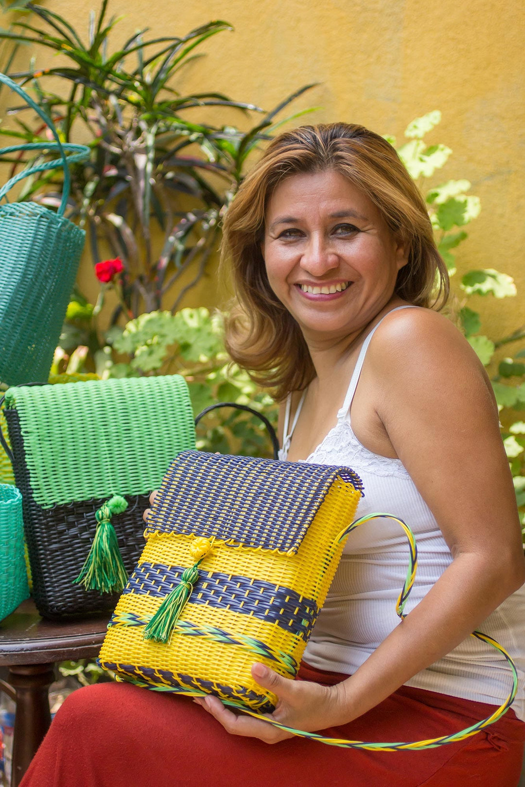 Recycled Handwoven Clutch in Eggplant from Guatemala - Harmony of Color in Eggplant