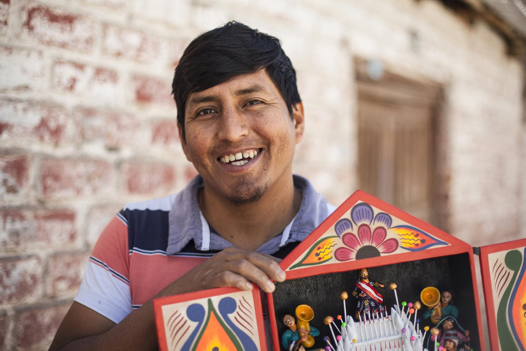 Hand-Painted Ceramic Nativity Retablo from Peru - Festive Rites