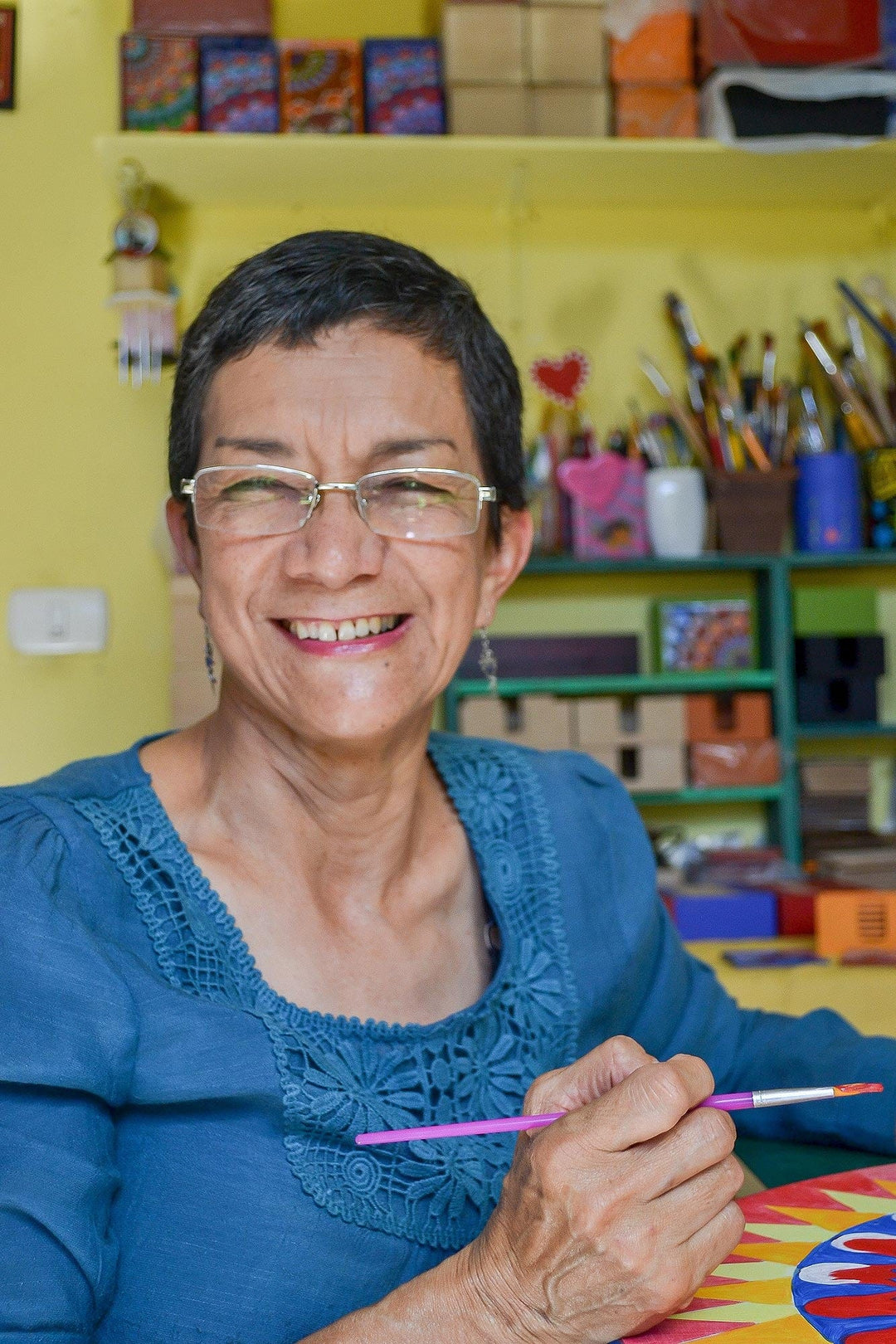 Decoupage Wood Tea Box in Blue - Blue Delight