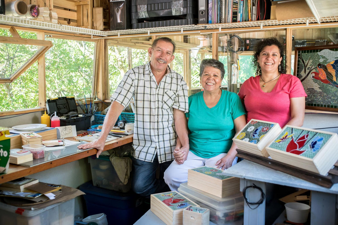Handcrafted Horse Mosaic Pinewood Tea Box in White - Delightful Liberty