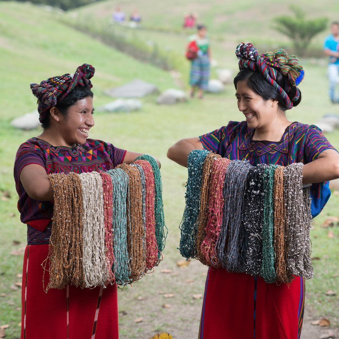 Glass Bead Braided Bracelet in Tones of Rose and Brown - Earth Rose
