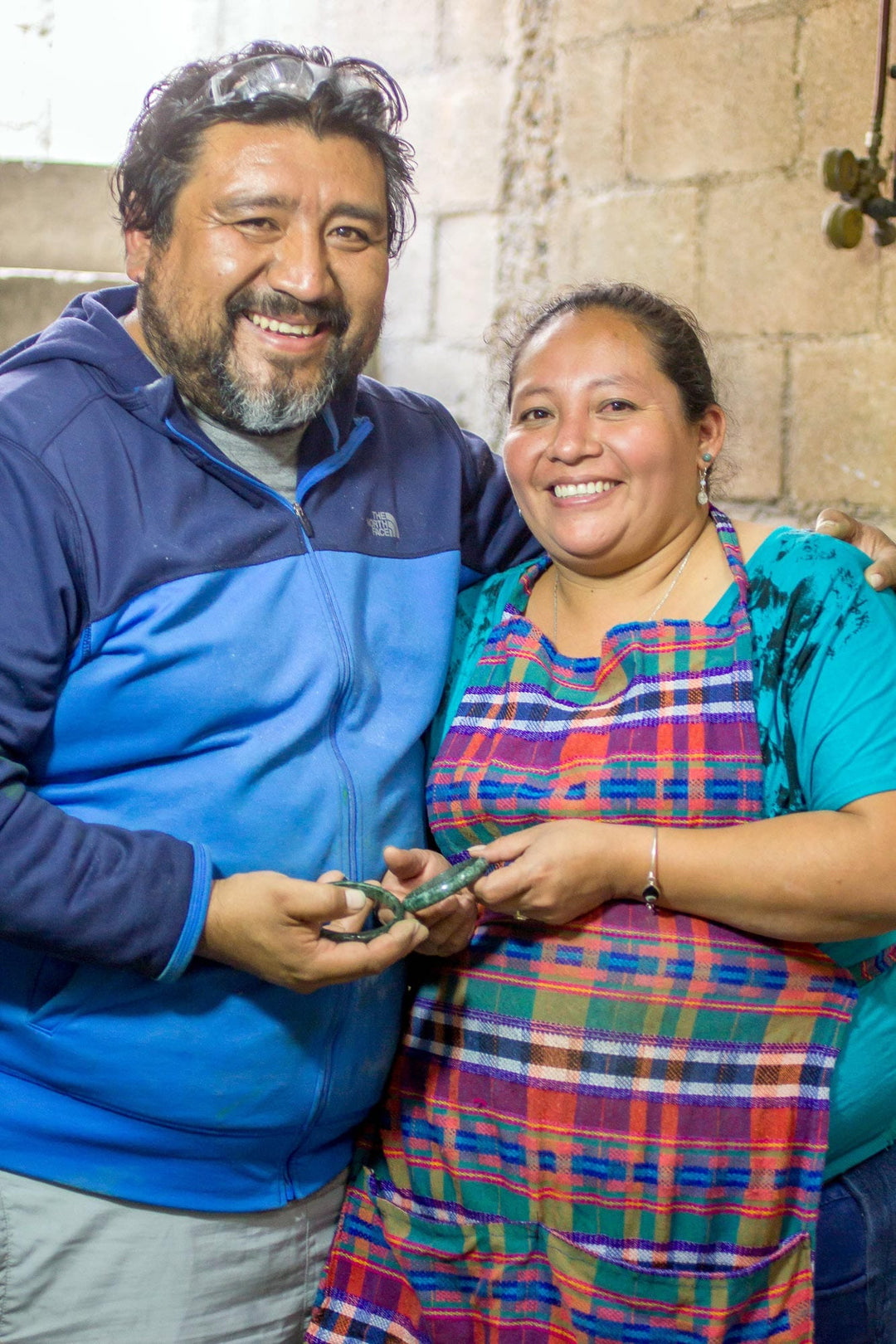 Bubble-Pattern Apple Green Jade Stud Earrings from Guatemala - Bubbly Flowers