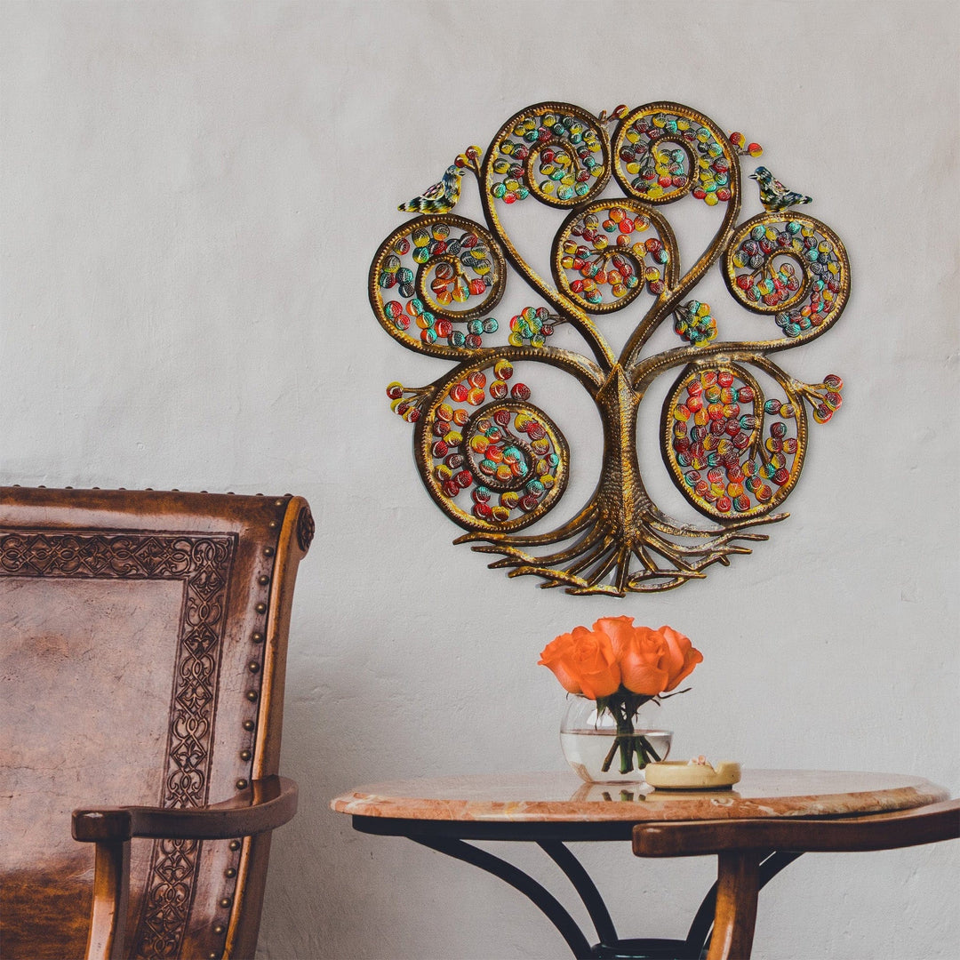 Autumn Spiral Tree of Life Steel Wall Art