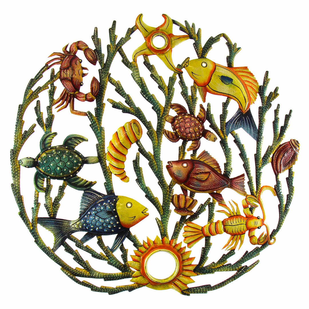 Painted Sea Life Metal Wall Art