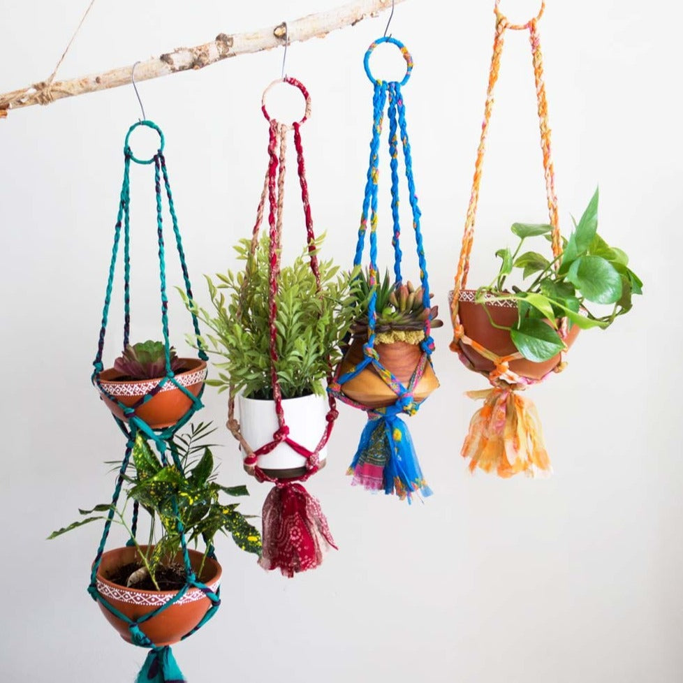 medium macrame plant hanger Sari Macrame Plant Hanger