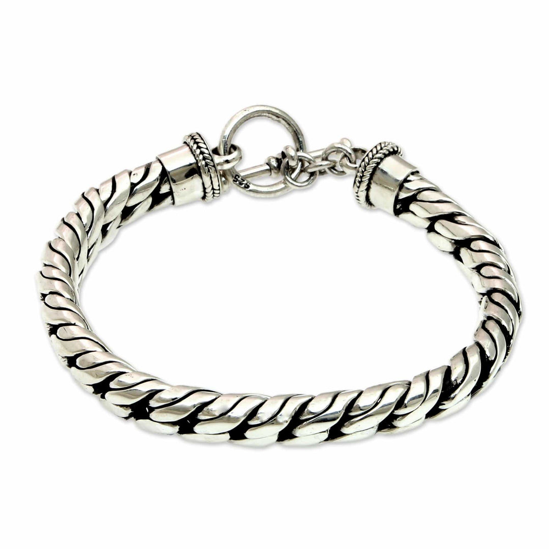 Sterling Silver Chain Bracelet - Strength and Valor