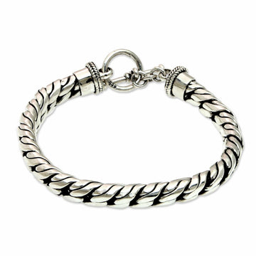 Sterling Silver Chain Bracelet - Strength and Valor