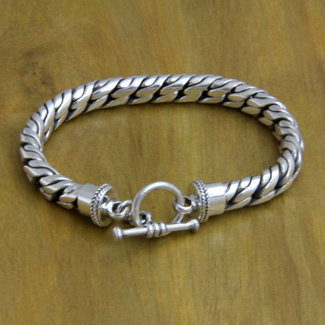 Sterling Silver Chain Bracelet - Strength and Valor