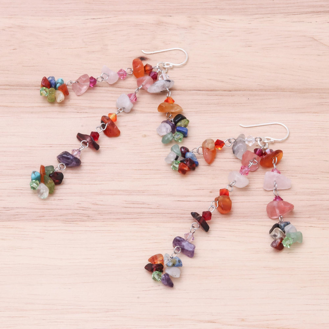 Hand Made Multigem Earrings - Rainbow Rain