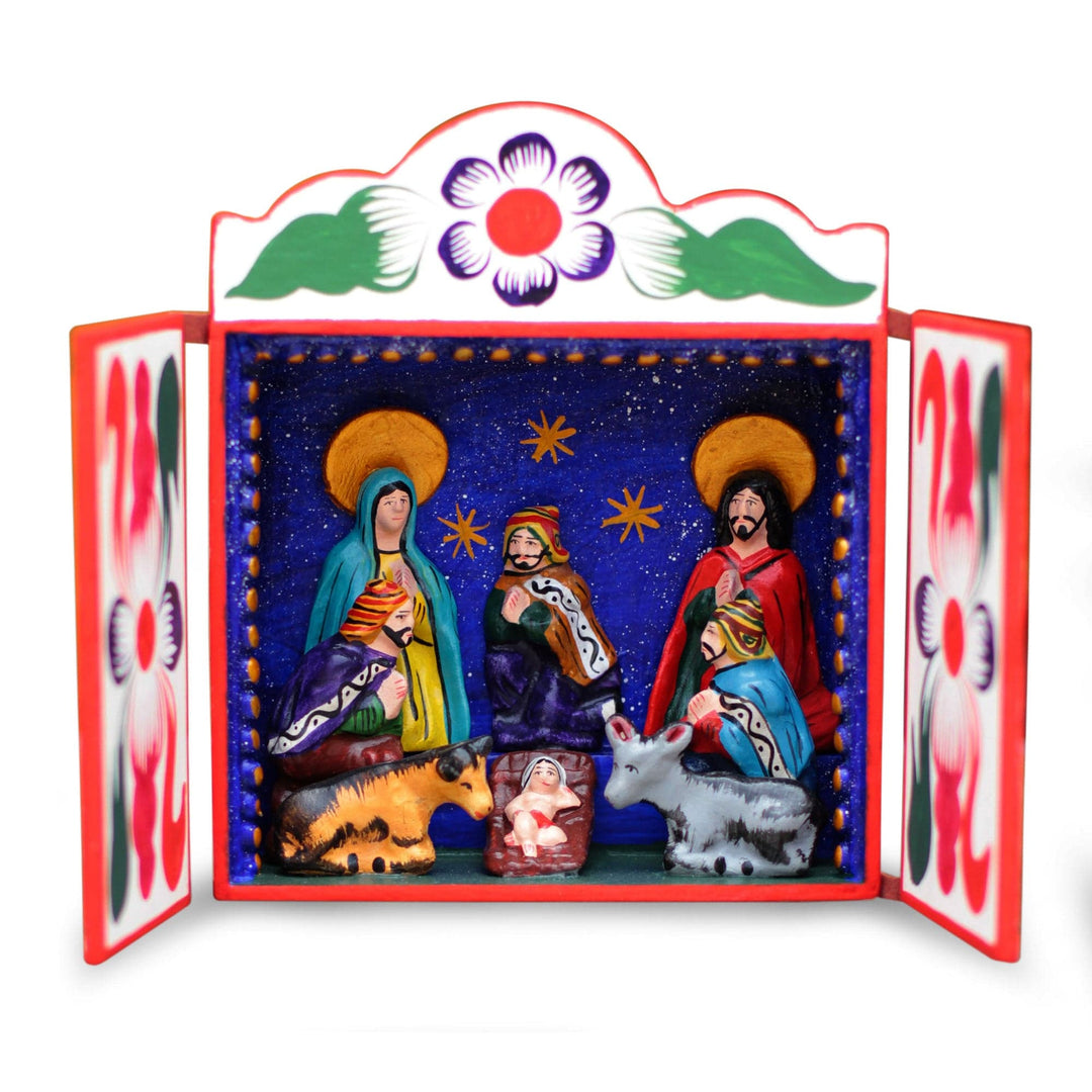 Christianity Wood Retablo Folk Art from the Andes - Nativity Scene