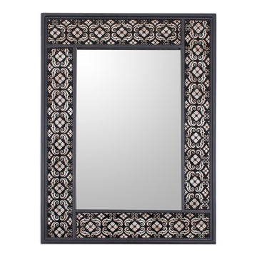 Handcrafted Floral Wall Mirror - Silver Blossoms