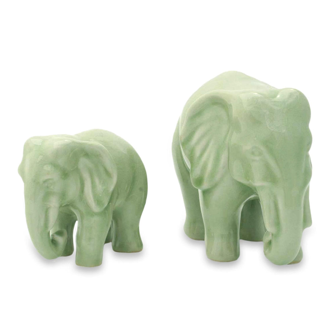 Celadon ceramic statuettes (Pair) - Lovely Family