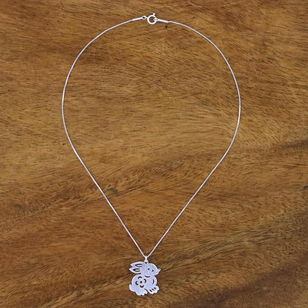 Handcrafted Sterling Silver Pendant Necklace - Chinese Zodiac Rabbit