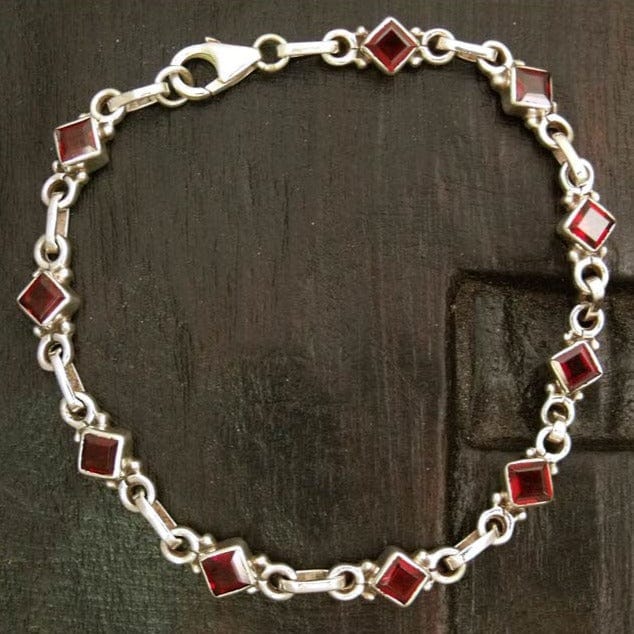 Garnet Link Bracelet - Scarlet Glamour