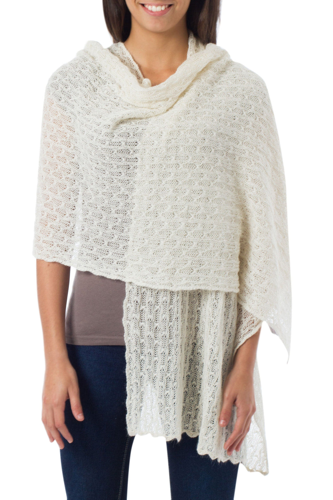Pure Alpaca Wool Shawl from Peru - Muse