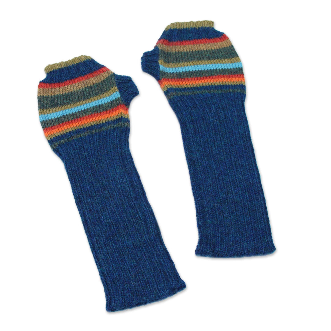 100% alpaca fingerless mitts - Andean Sunrise