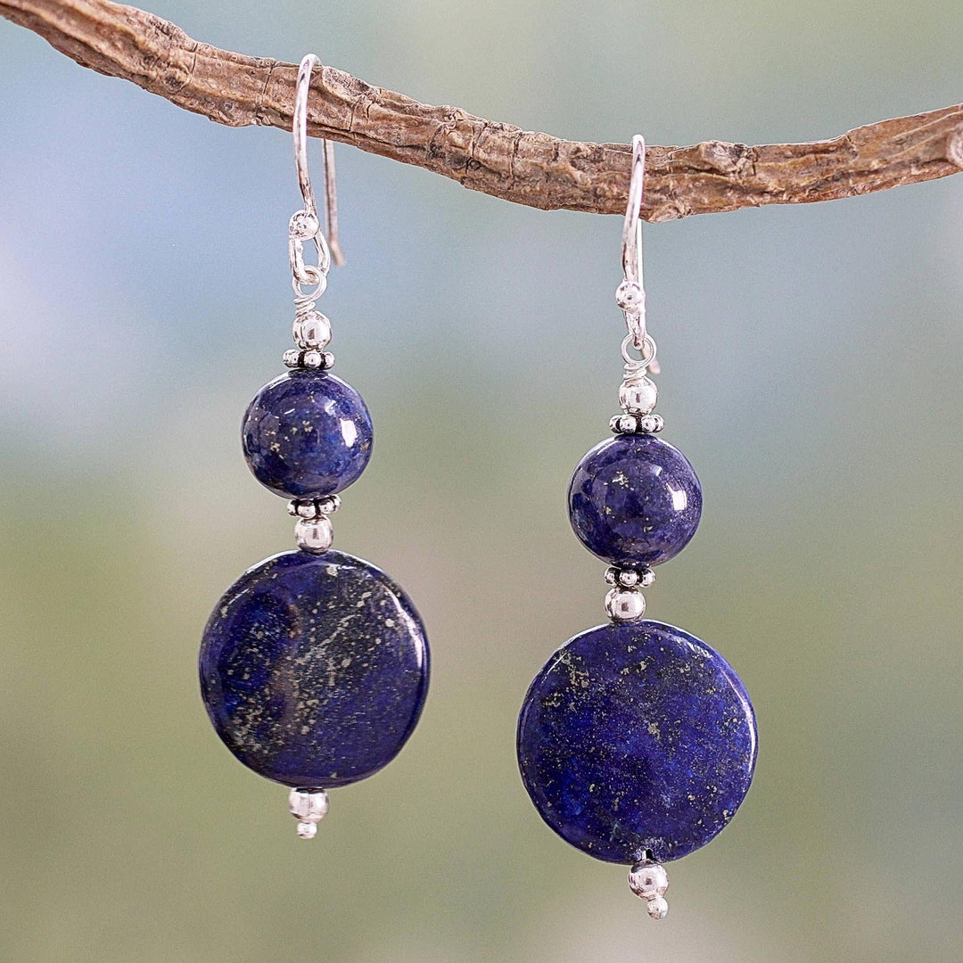 Lapis Lazuli Dangle Earrings from India - Bihar Moons