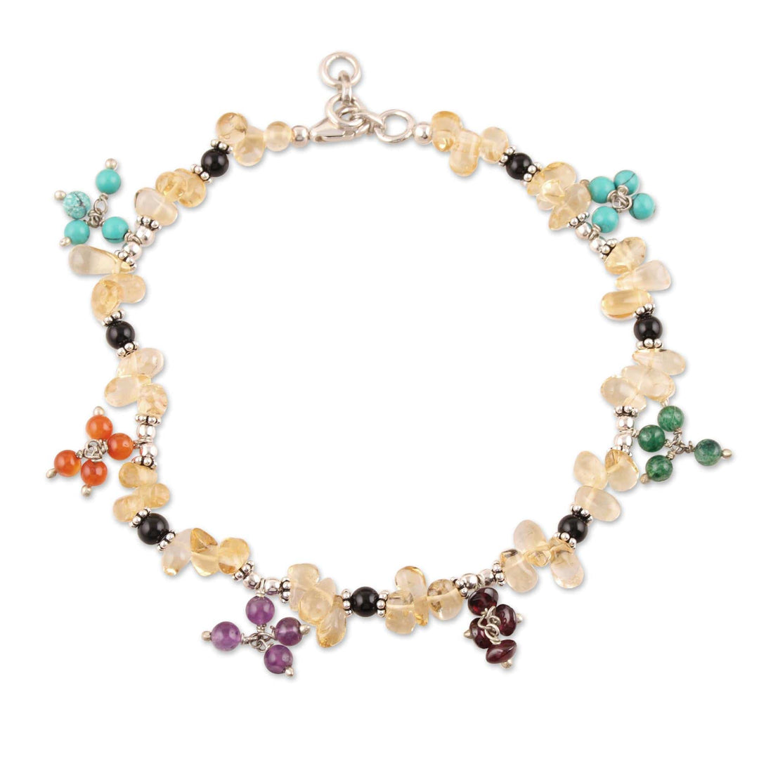 Citrine and garnet beaded anklet - Rainbow Gems