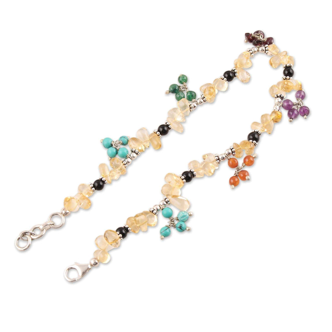 Citrine and garnet beaded anklet - Rainbow Gems