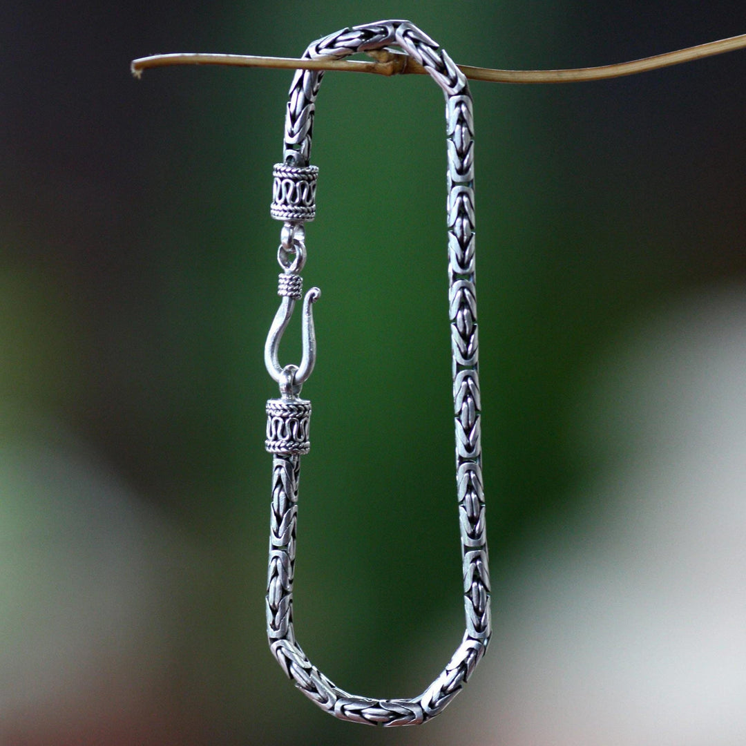 Hand Made Sterling Silver Chain Bracelet - Borobudur Collection