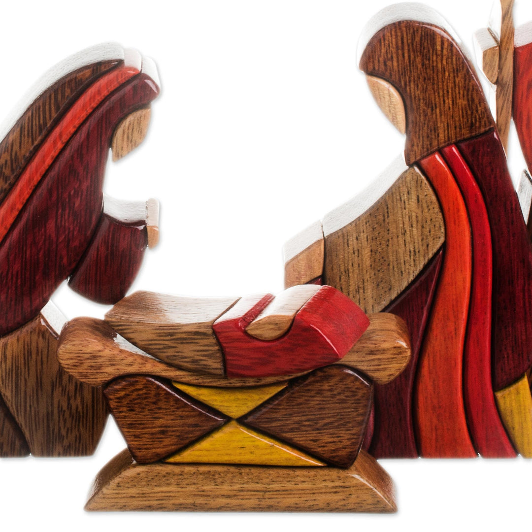Wood Nativity Scene Set of 8 Pcs Handmade Peru - Gifts for Baby Jesus