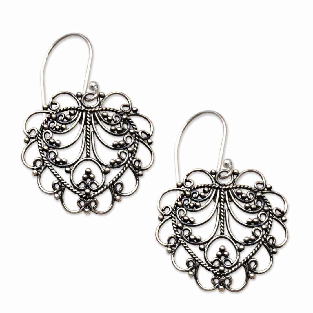 Hand Made Sterling Silver Heart Earrings - Valentine Vine