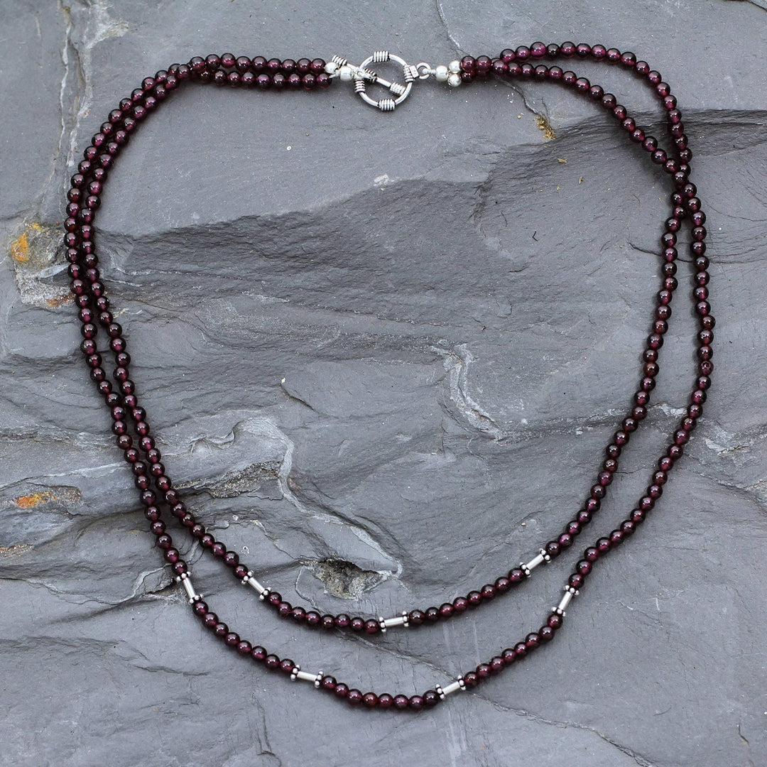 Garnet strand necklace - Rajasthani Red